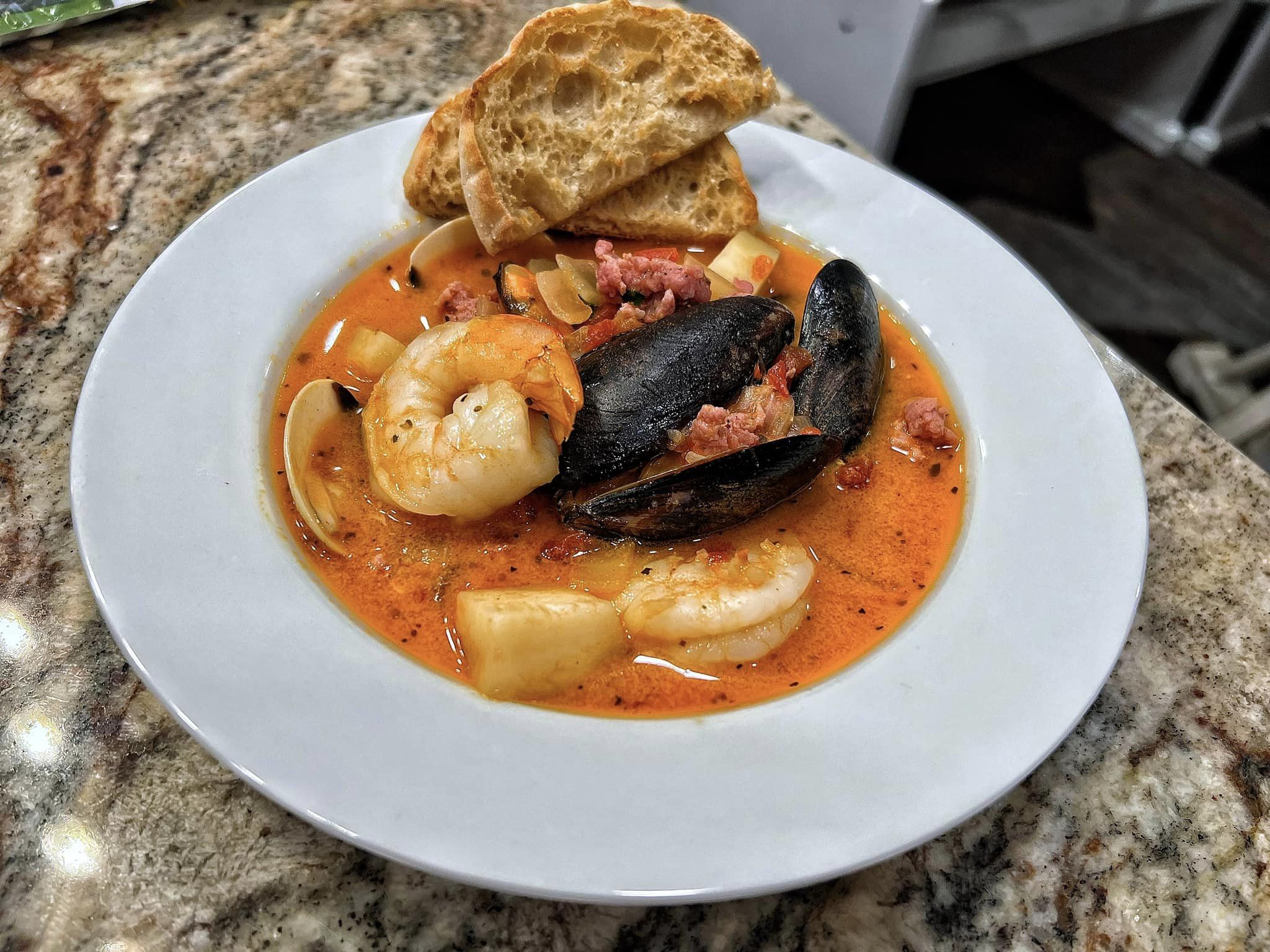 Italian Seafood and Sausage Soup - OFF THE CHAIN COOKING